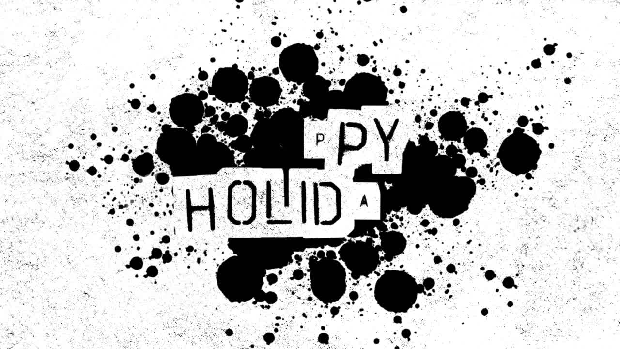 패션 및 브러시 배경에 애니메이션 소개 텍스트 해피 홀리데이