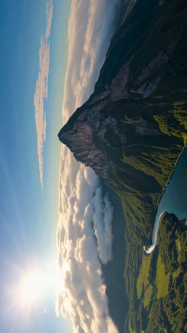 Majestic Mountain Landscape with Lake and Clouds
