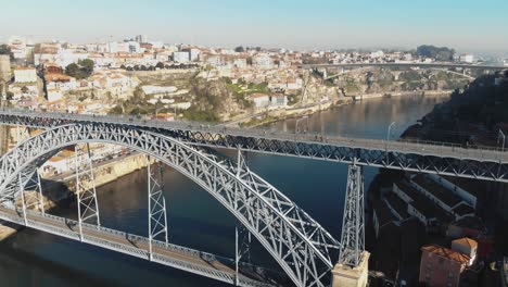 dom luis i bridge, double-deck metal arch bridge over river douro, porto, portugal