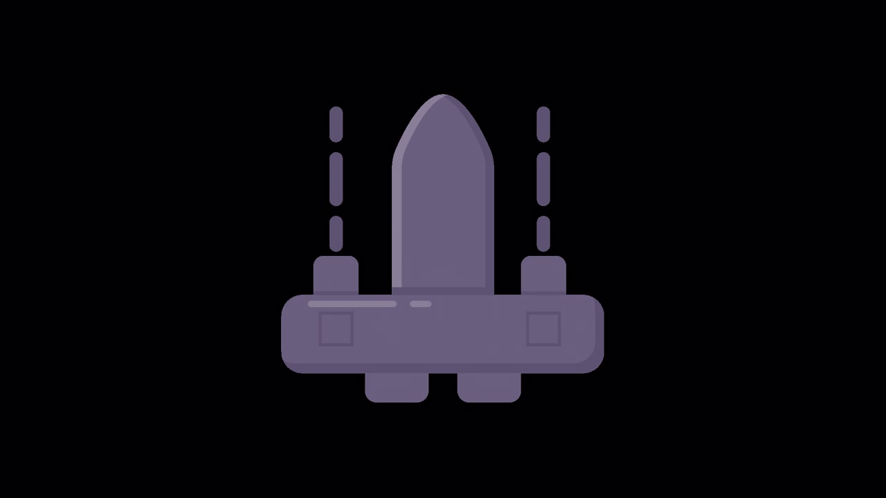 Animated Flat Design Rocket Icon Launching and Flying