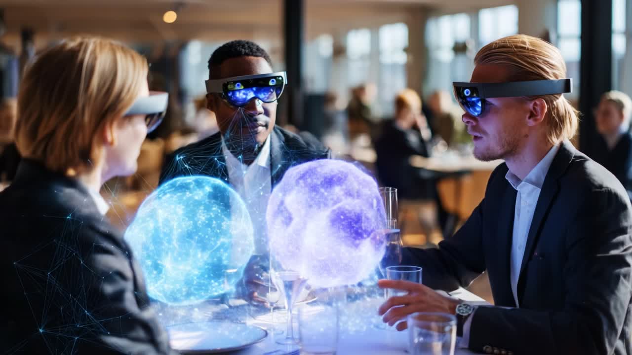 A Futuristic Dining Experience: Engaging Individuals in Virtual Reality with Smart Glasses While Interacting in a Modern Restaurant Setting, Blending Culinary and Digital Worlds