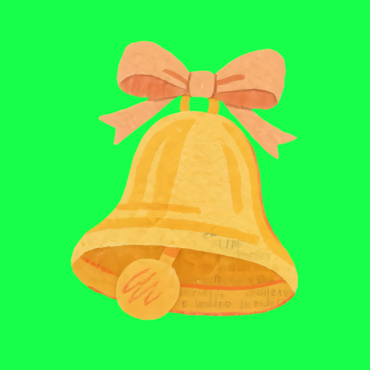 Festive bell with bow animation, transparent 4K video, green screen