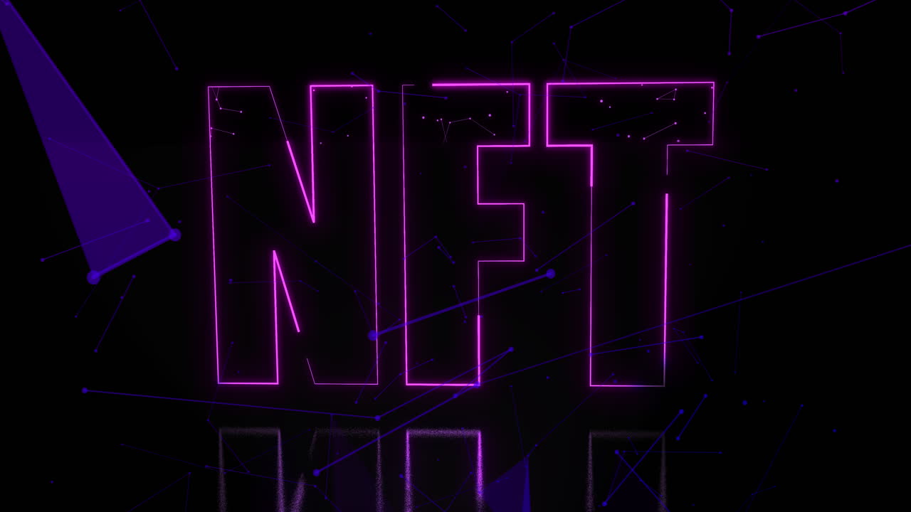 animación de texto nft púrpura sobre fondo negro