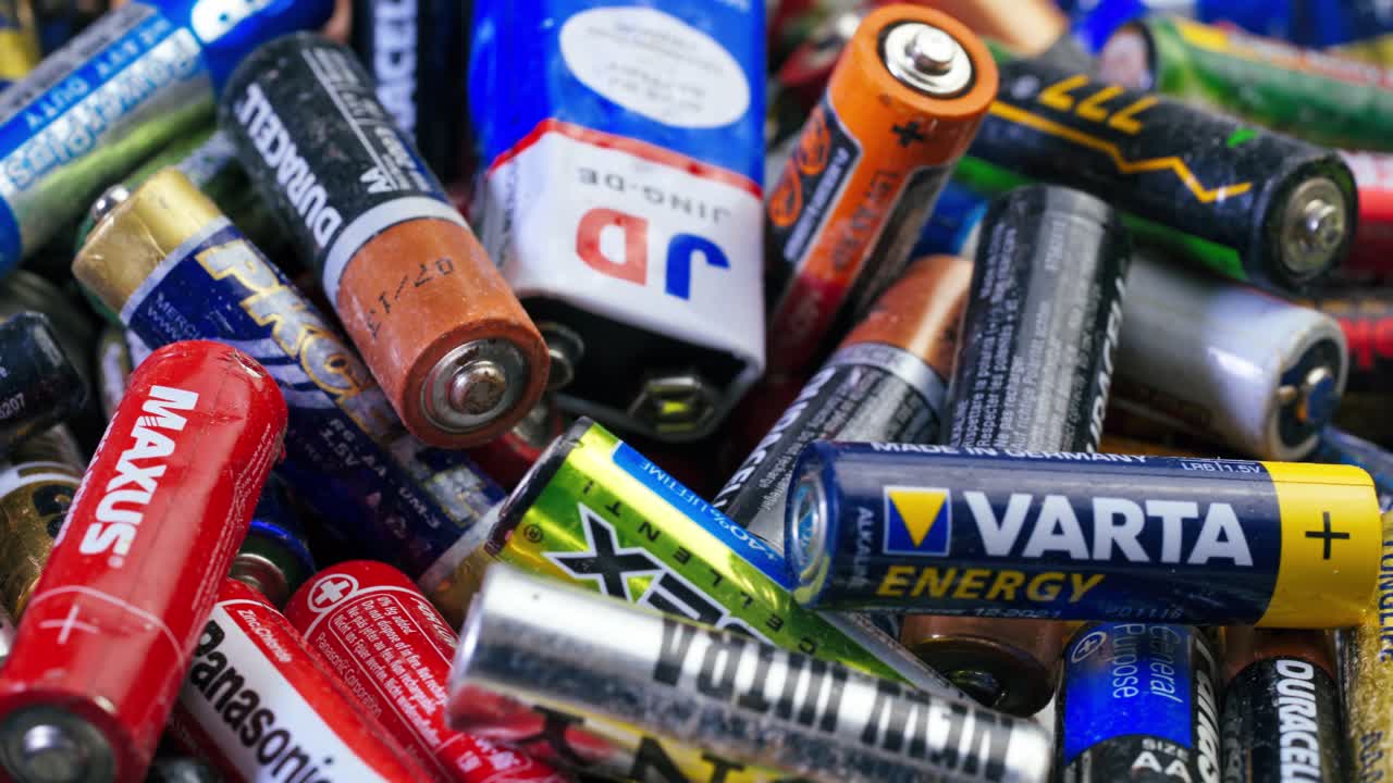 Used batteries. E-waste concept