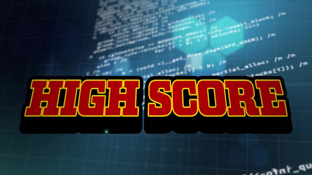 Animation of high score text over grid and data processing