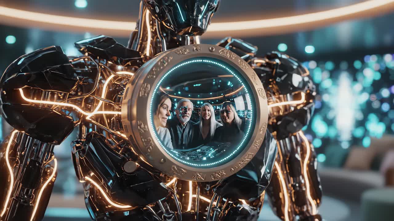 Futuristic Portrait of Man and Woman with AI Technology