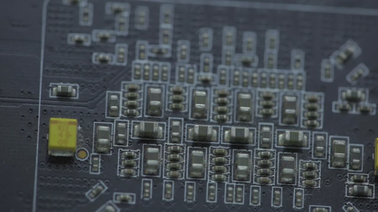 Macro Shot Of A Motherboard And Its Components - close up
