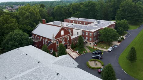 drone shot of mt st francis in southern indiana