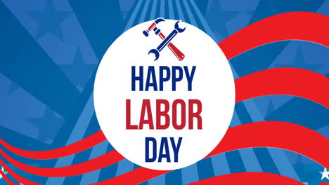 animation of labor day text over flag of america pattern