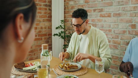 friends enjoying dinner together