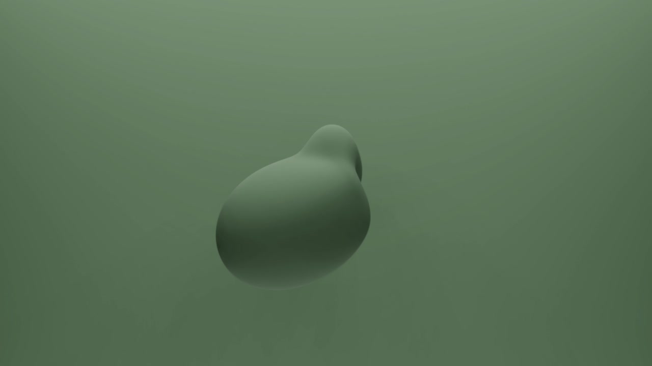 rendering 3d abstracto esfera ondulante transformada en dirección aleatoria en fondo verde. metamorfosis de bucle sin costuras de forma amorfa. animación simple de la forma futura 4k