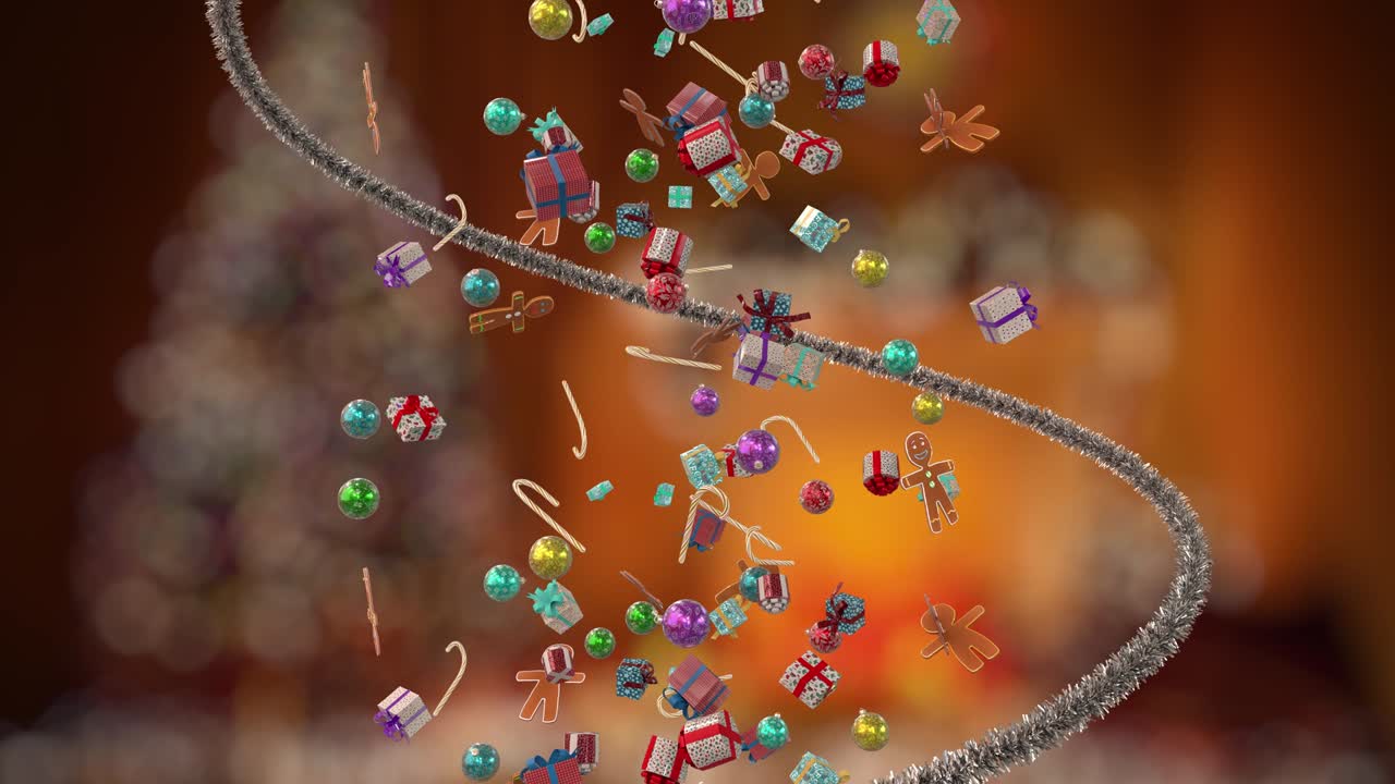 크리스마스 요소와 따뜻한 크리스마스 배경으로 떨어지는 크리스마스