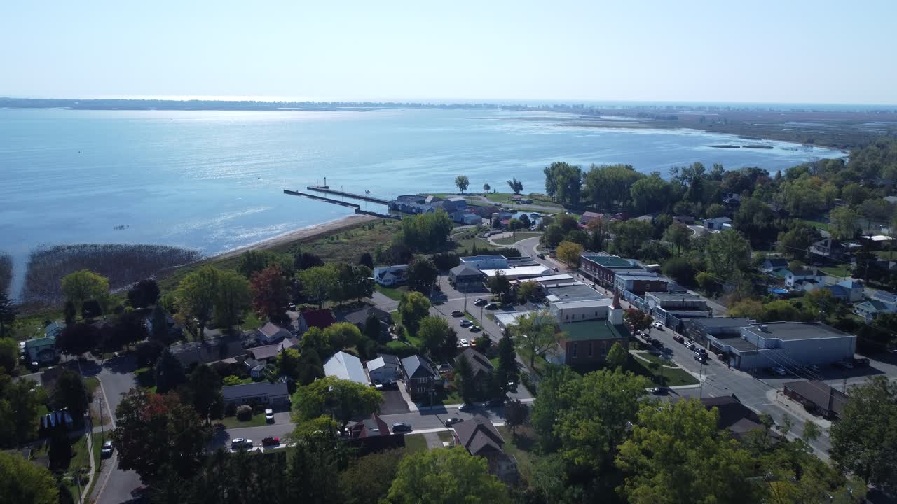 Long Point Ontario Aerial Showing Wetlands, Forests, and Lake Erie Shoreline