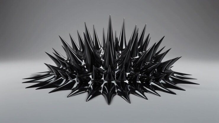 Black Ferrofluid Forming Spikes in Magnetic Field
