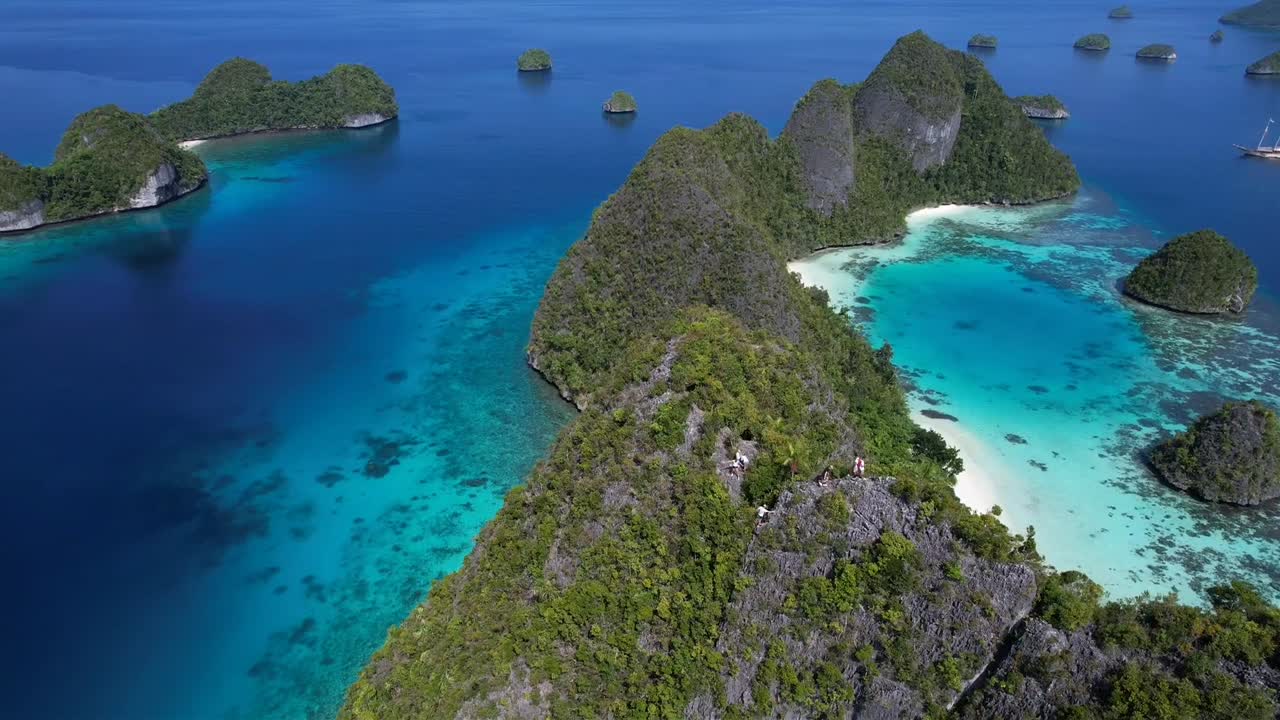 Incredible view on lagoons and trekking view point, white sand beaches, paradise islands and reefs in Raja Ampat, Indonesia, Lost Paradise