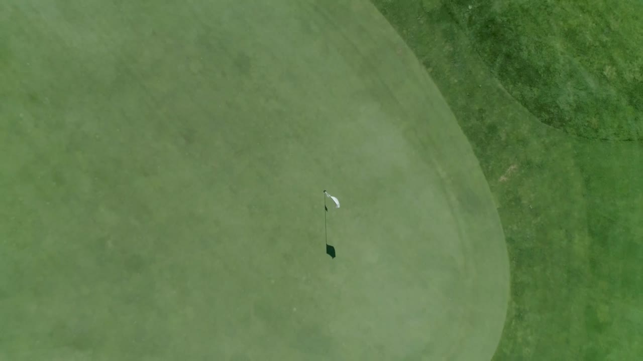 Drone Shot of Golf Course Straight Down on Pin