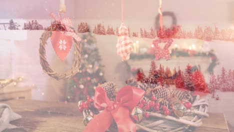 animación de paisajes de invierno sobre decoraciones de navidad