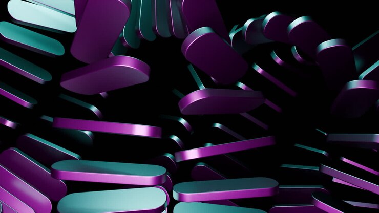 Abstract Metallic Purple and Teal Shapes Moving in a Seamless Loop