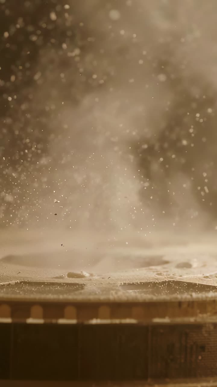 Vertical video: Burner heating metal surface, bubbling liquid releasing steam and droplets on stove