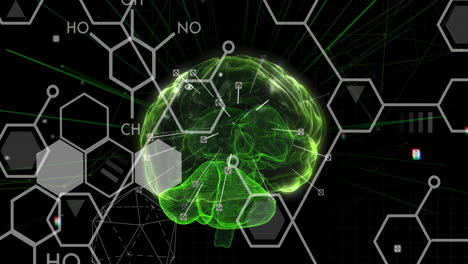 animación de cerebro digital y formas en fondo negro