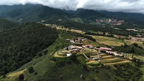 stunning drone footage of mountain scenery at yun lai viewpoint, pai, mae hong son, northern thailand