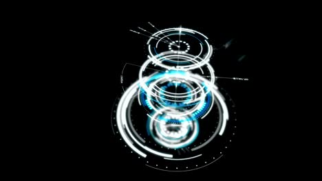 3d 조명 서클 hud은 사이버 기술을위한 검은색 배경과 곡물 처리 된 fufuristic 개념을 제공합니다.