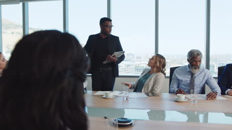 corporate business people meeting in boardroom brainstorming colleagues discussing strategy sharing problem solving ideas collaborating in office 4k
