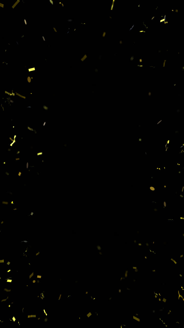Golden Confetti and Streamers Falling on Black Background | Premium ...