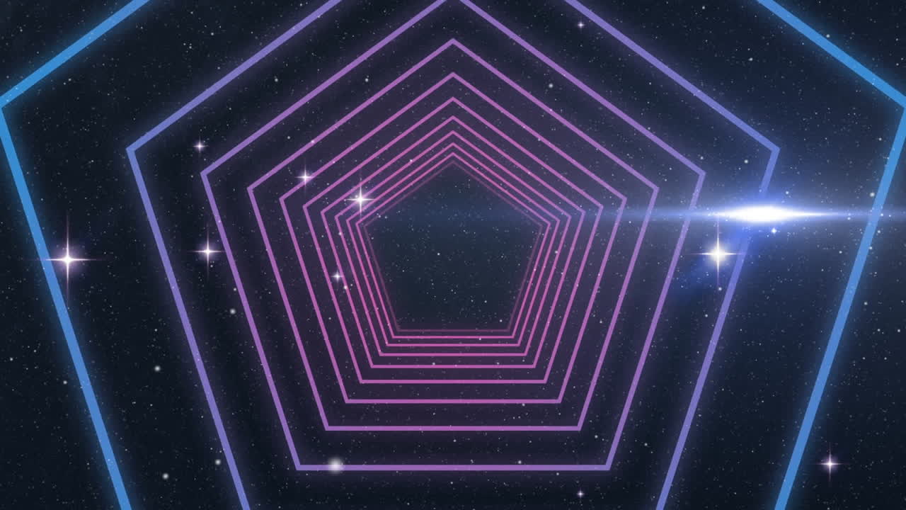반 ⁇ 이는 빛과 육각형 네온 터널의 애니메이션