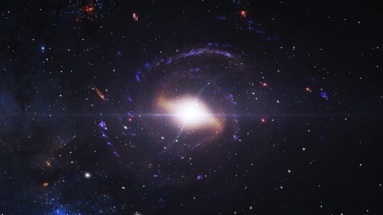 나선 모양의 은하가 공간 4k에서 움직입니다.