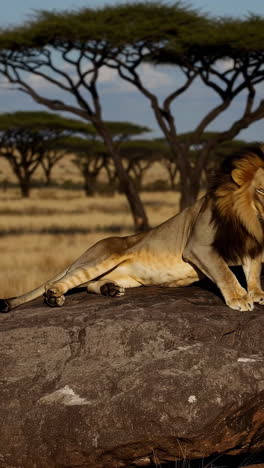 lion resting in the african savanna