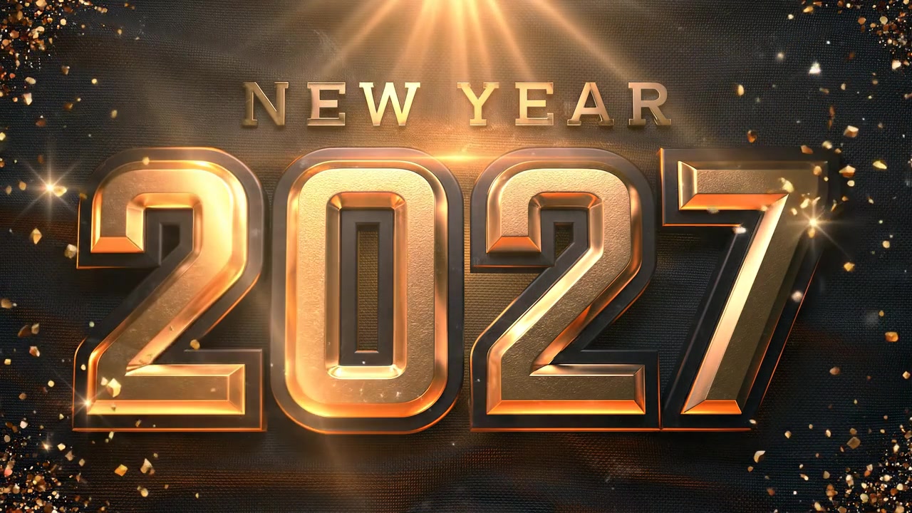 Animazione di testo dorata per la celebrazione del Capodanno 2027