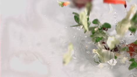 Salad-falling-into-water-in-super-slow-motion