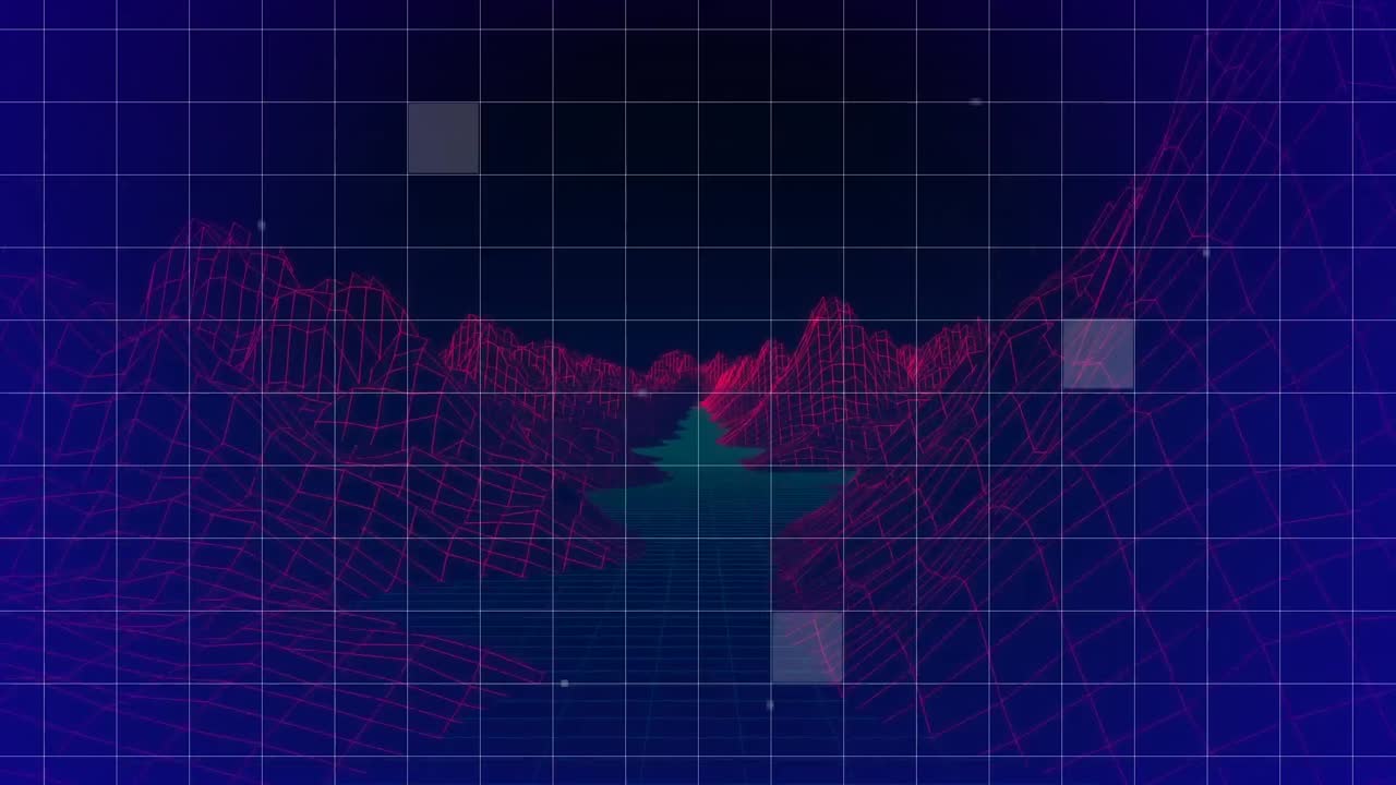 Graphic image of river in between mountain rangers