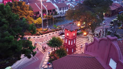 4k drone footage melaka city center at night