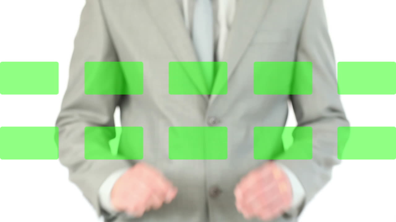 크로마 키에서 비디오를 선택하는 사람