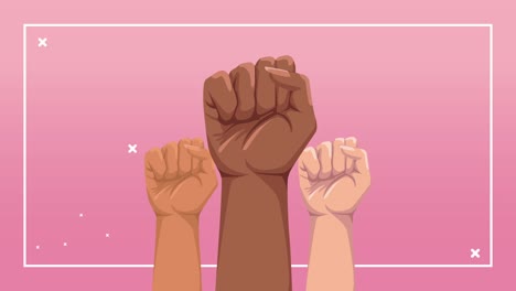 breast cancer animation with interracial hands up