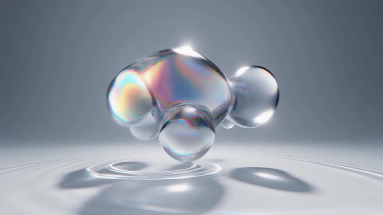 Abstract 3D Animation of Merging Glass Spheres