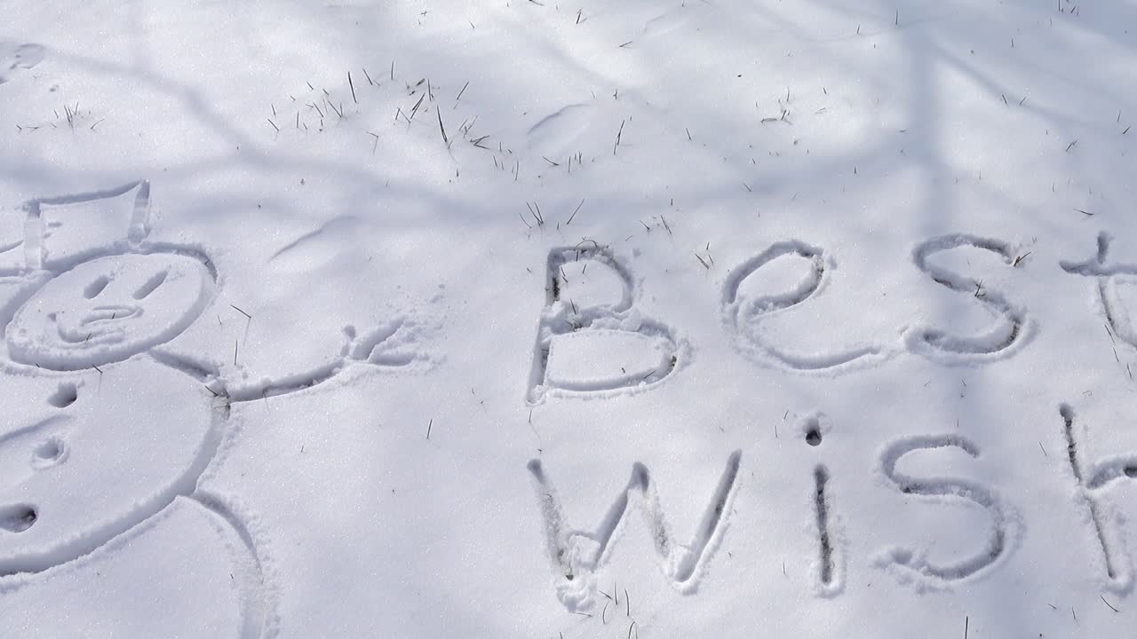 The inscription best wishes on snow. Shooting in the winter