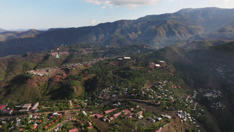 drone shot of lalibela town in ethiopia