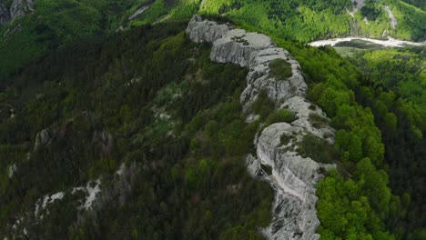 descending drone shot of belintash plateau, a natural rock formation located in rhodope mountain, near the village of sini vrah in bulgaria