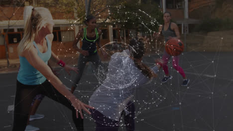 animation of network of connections over basketball players