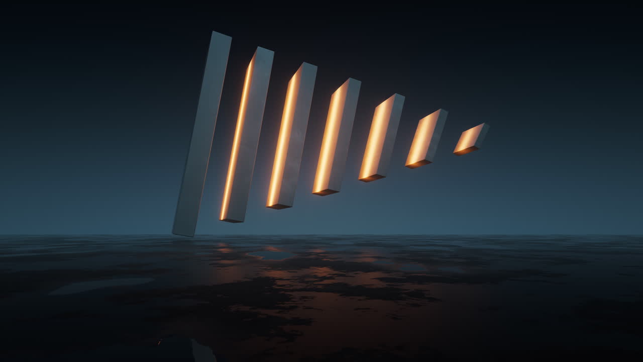 Concrete geometries in the dark scene, 3d rendering