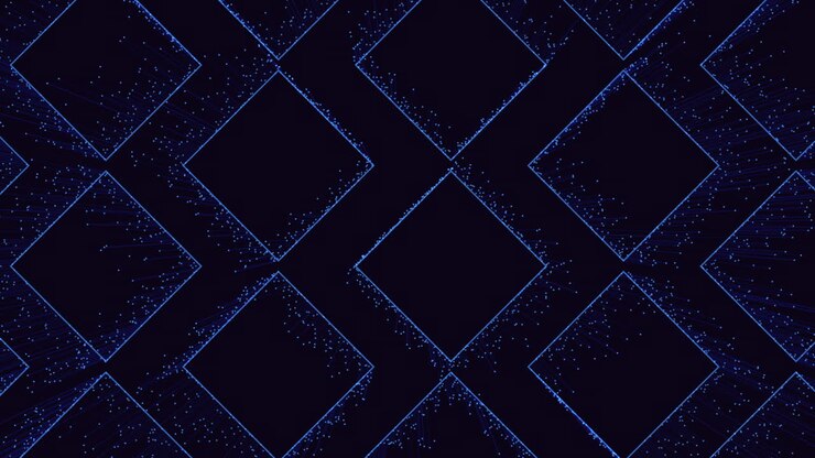 Neon squares pattern with small motion dots and lines