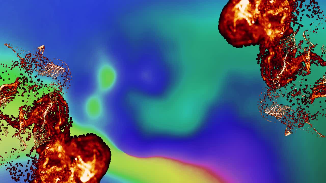 animación de luces brillantes en movimiento y olas sobre un fondo colorido