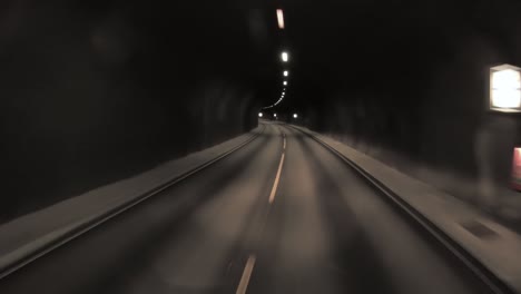 car rides through the tunnel point-of-view driving