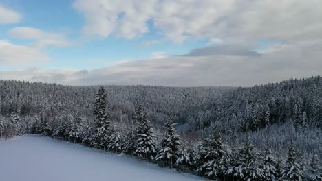 Drone-flight-snowy-landscape-in-Black-Forest-Germany