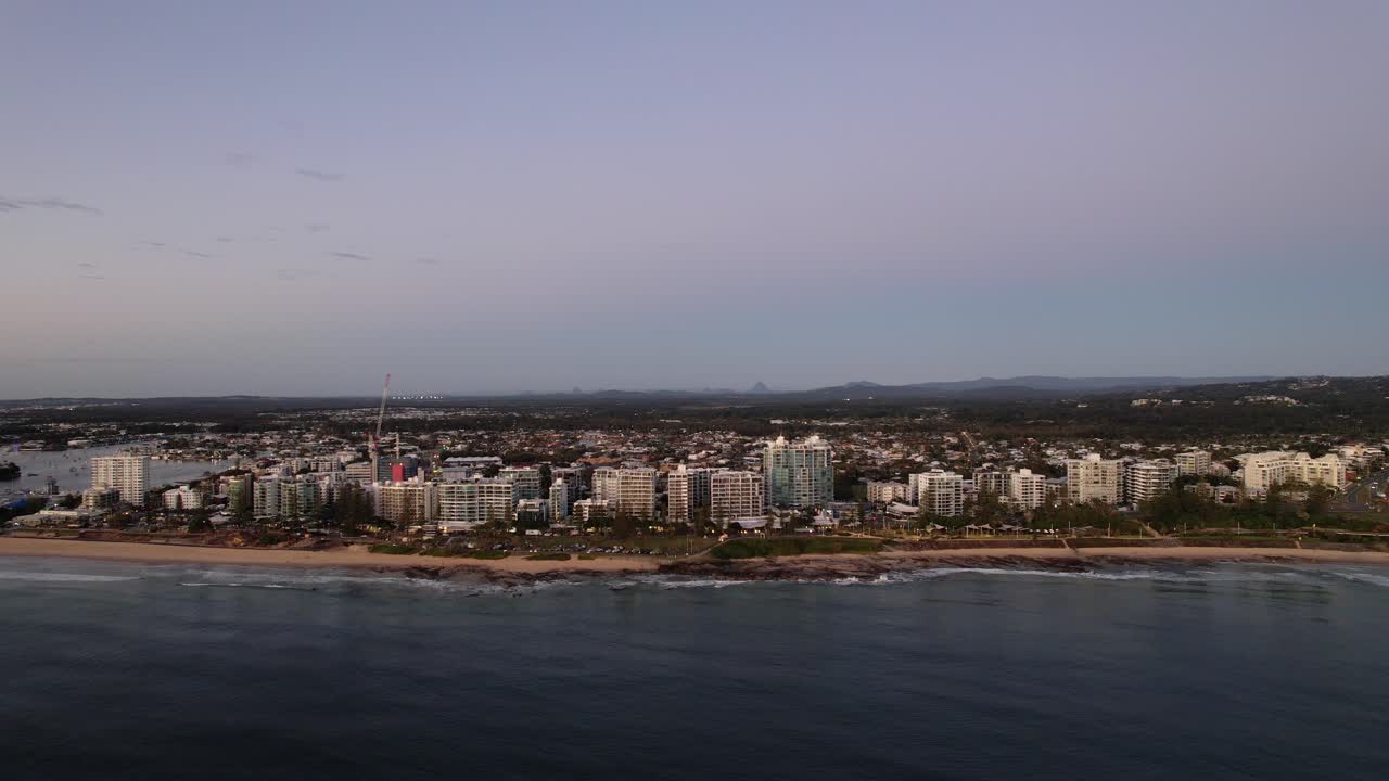 Urban Landscape Of Alexandra Headland Beach On The Sunshine Coast Of Queensland, Australia. Aerial Wide Shot