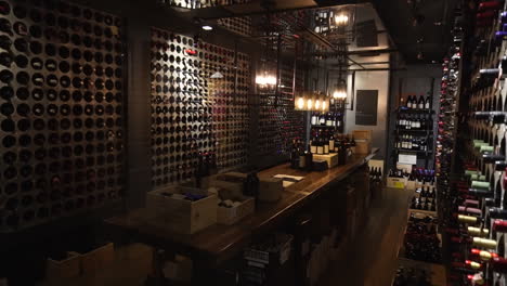 static shot of wine cellar in basement