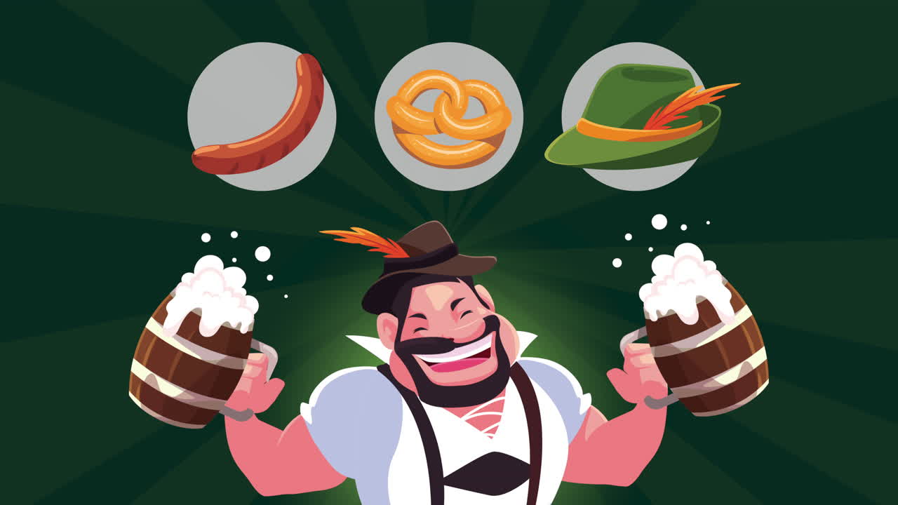 소시지, 프레틀, 맥주 를 먹은 오크테르페스트 축제